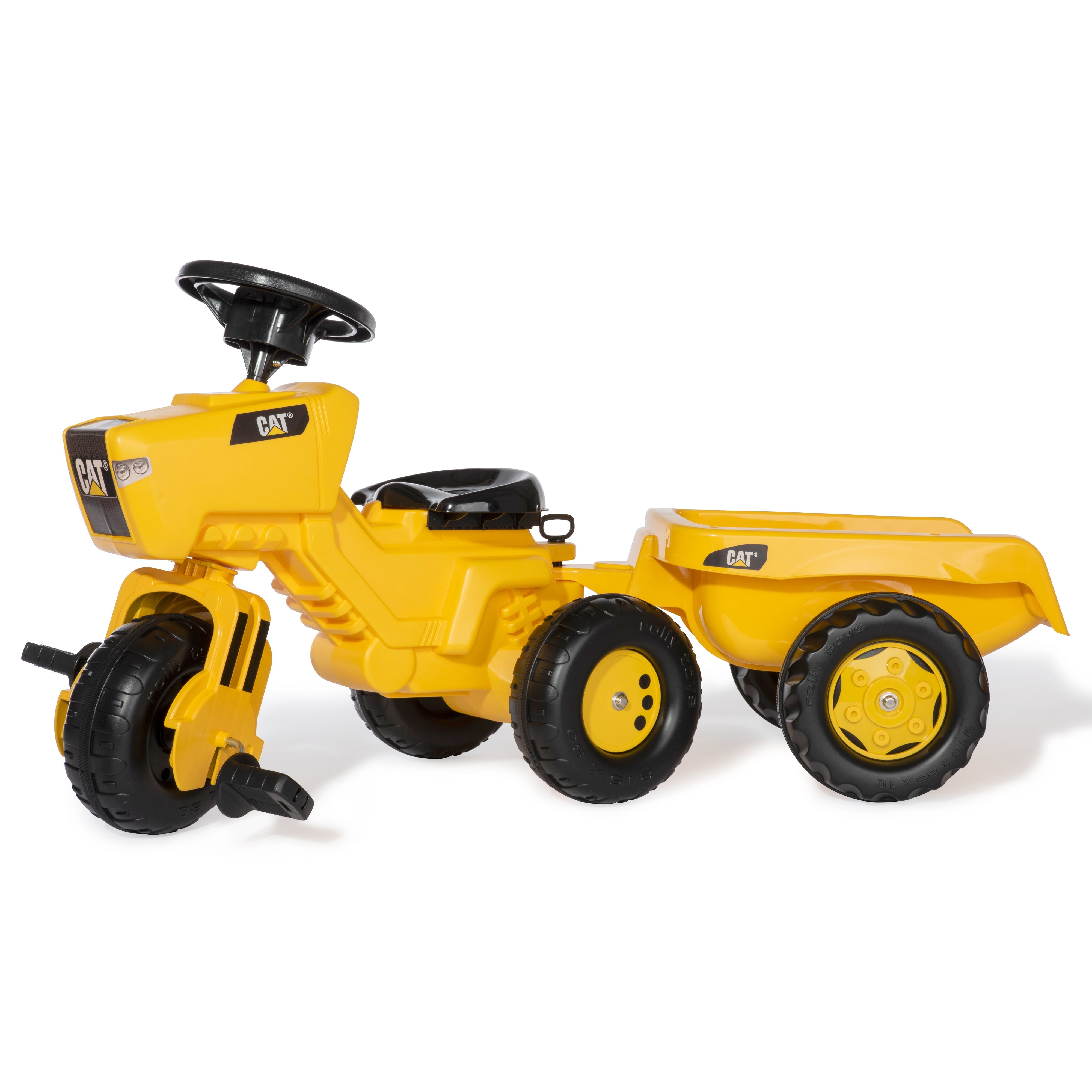 Caterpillar three wheel pedal vehicle with trailer