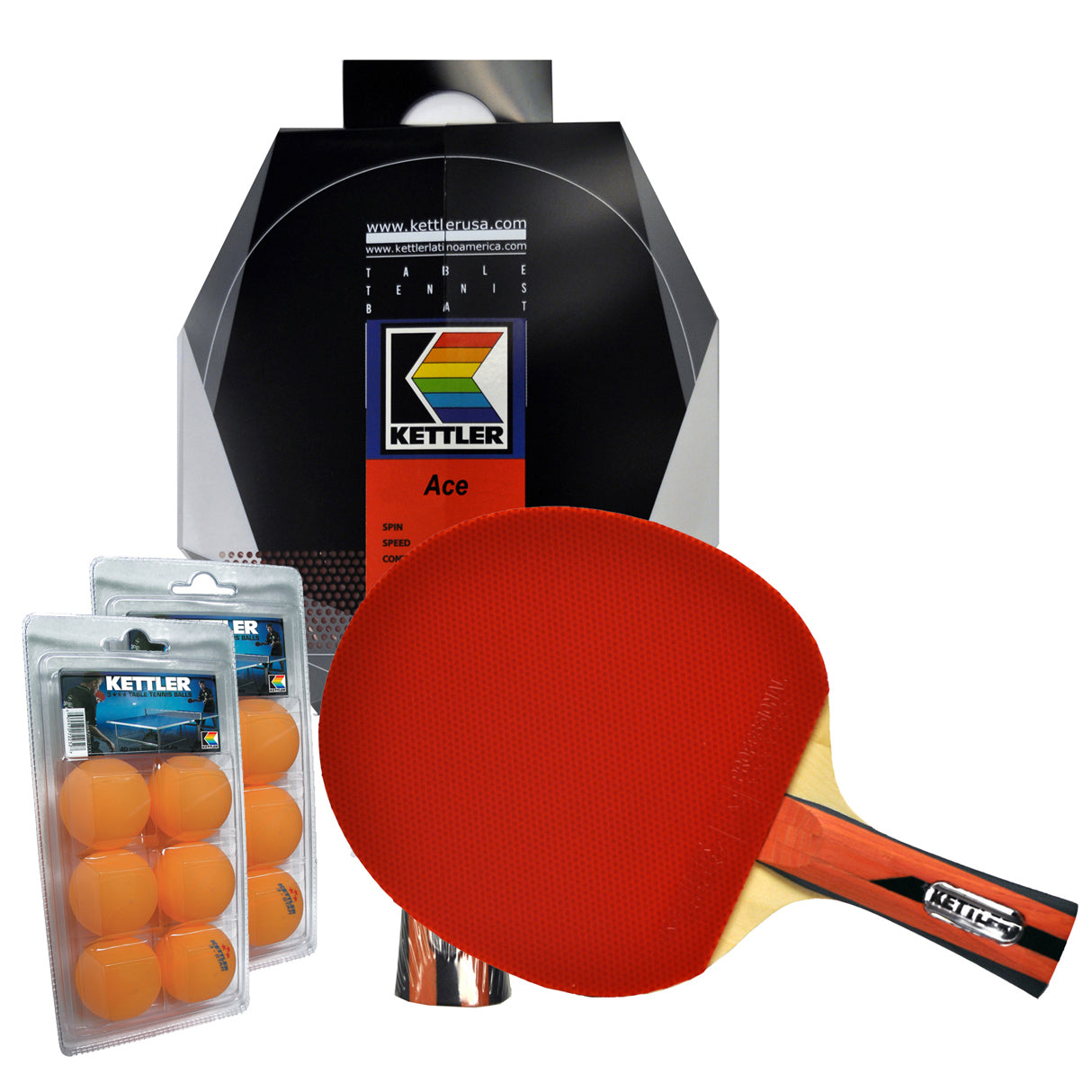 Professional ITTF rated KETTLER table tennis rackets with 12x balls