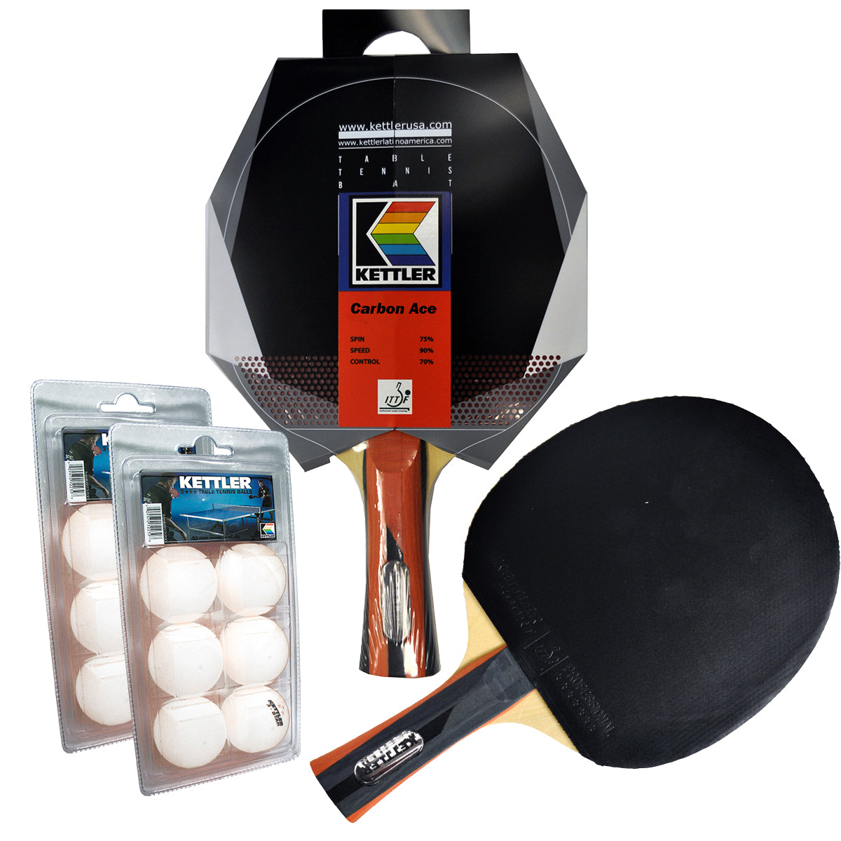 2-Player Carbon Ace Table Tennis Racket Set