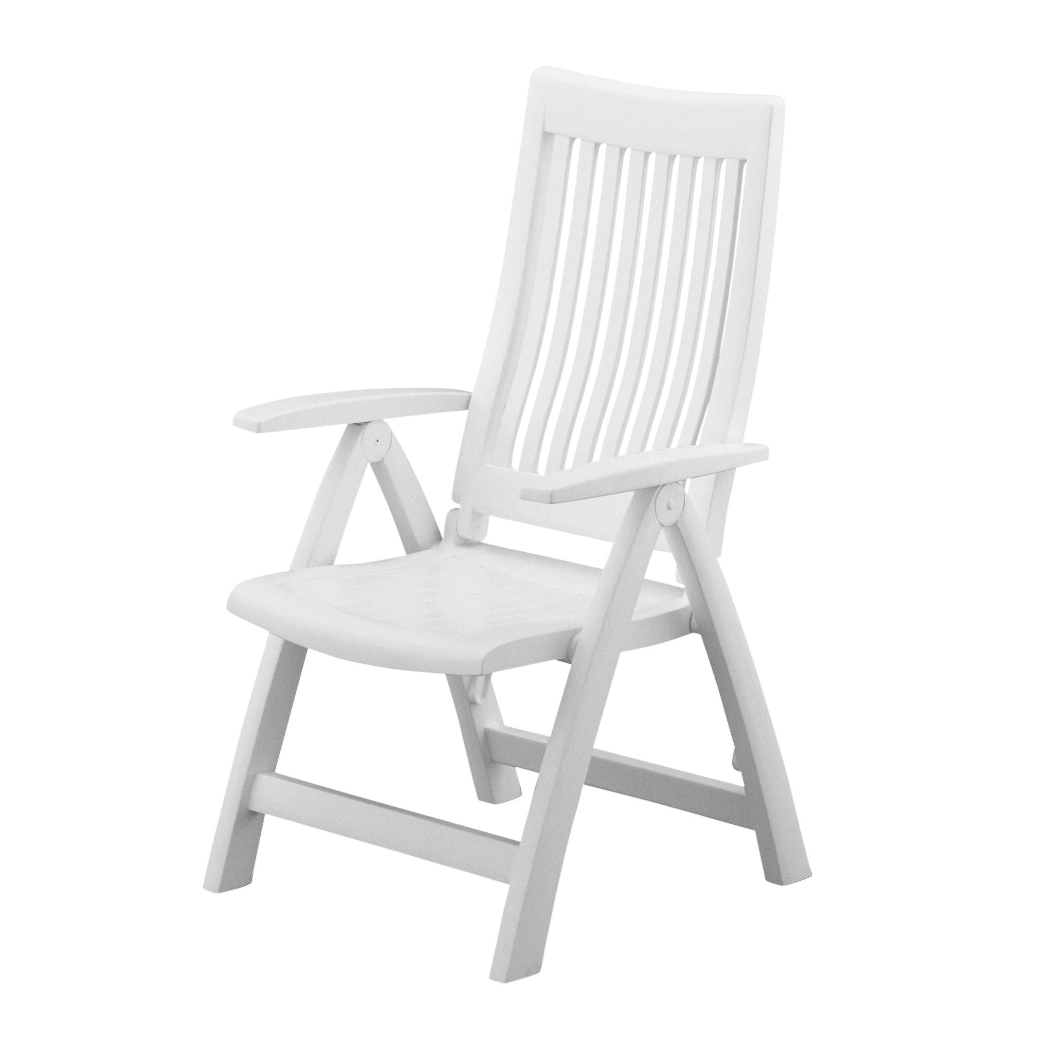 Roma 3-Piece Lounge Set with Cushions white multi-position resin chair with armrests and slatted backrest